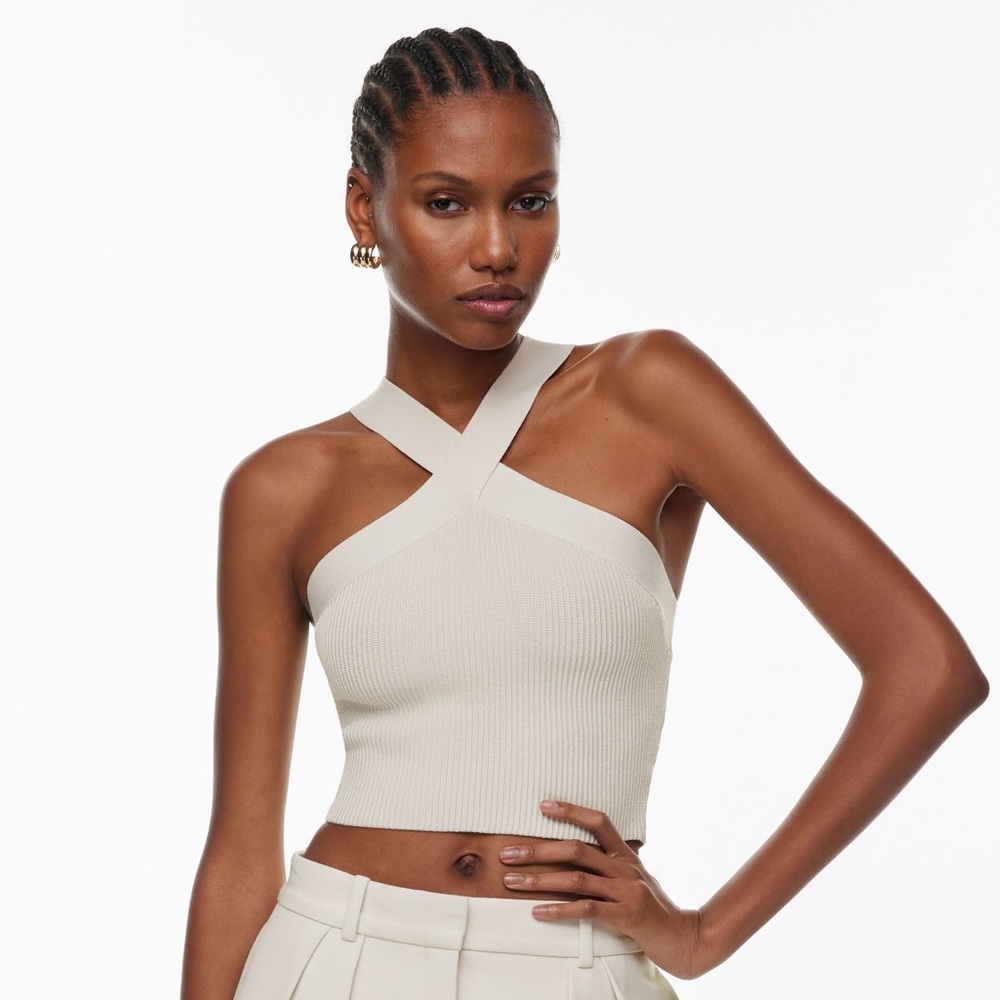 Babaton Aritzia Sculpt Knit Criss Cross Cropped Tank